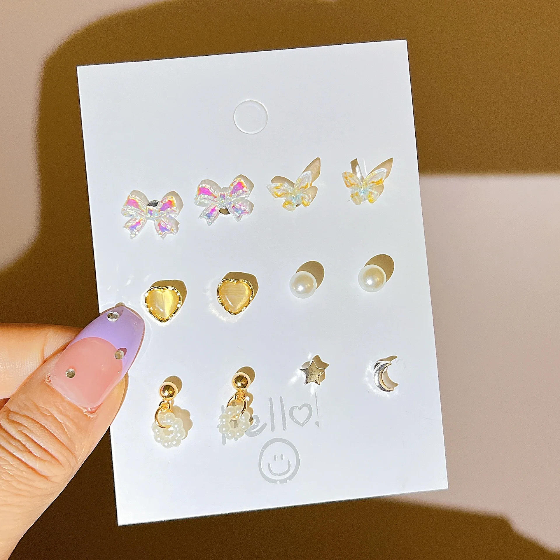 Simple Cute Colorful Butterfly Earrings Set for Women Creative Sweet Tulip Flower  Stud Earrings Party Trendy Girl Jewelry Gifts