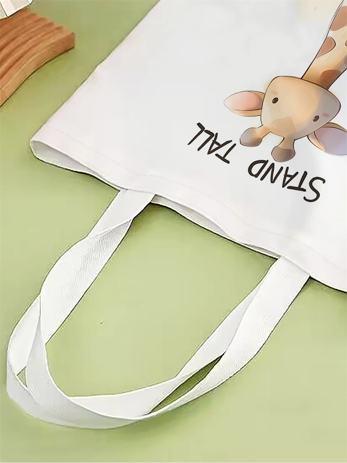 1pc,cute giraffe handbag, reusable fashionable handbag, multifunctional handbag, printed canvas shopping bag