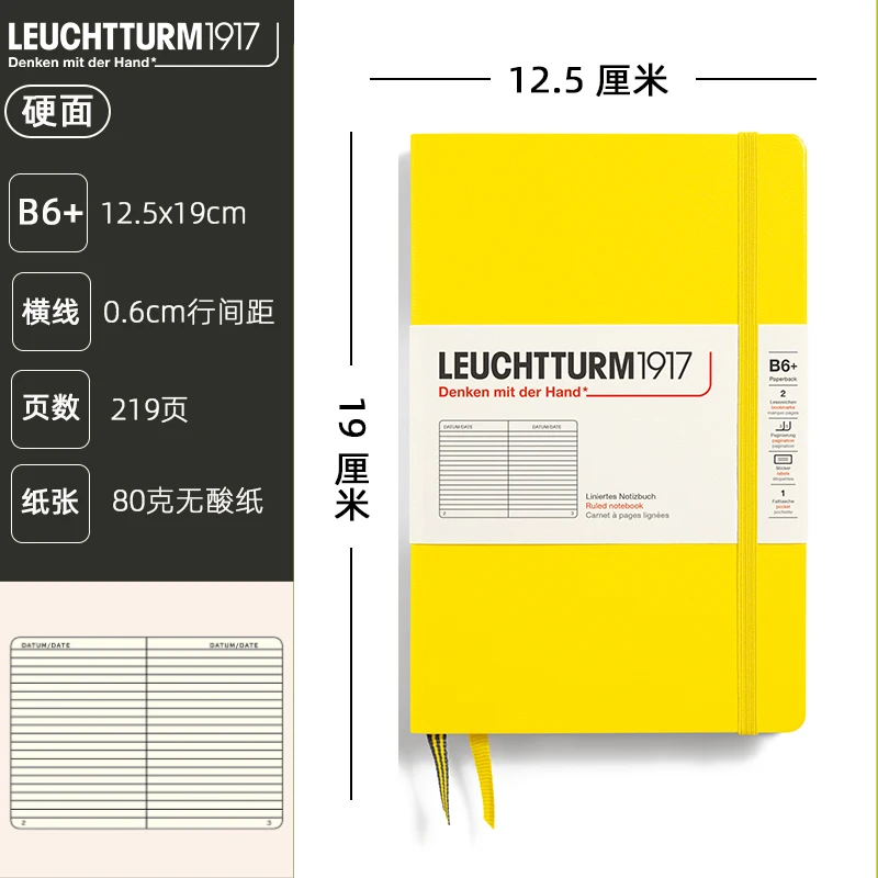 LEUCHTTURM1917 Notebook B6+ con copertina rigida a colori - Pagine senza acidi per aziende, uffici e giornate minimaliste, vita pianificata
