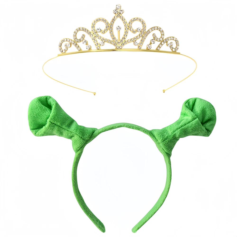 Süße grüne Monster Shrek Ohr Antenne Haarband Stoff Gesicht waschen Haarspange Kopfbedeckung Cartoon Tier Monster Stirnband Urlaub Party – Detail 3