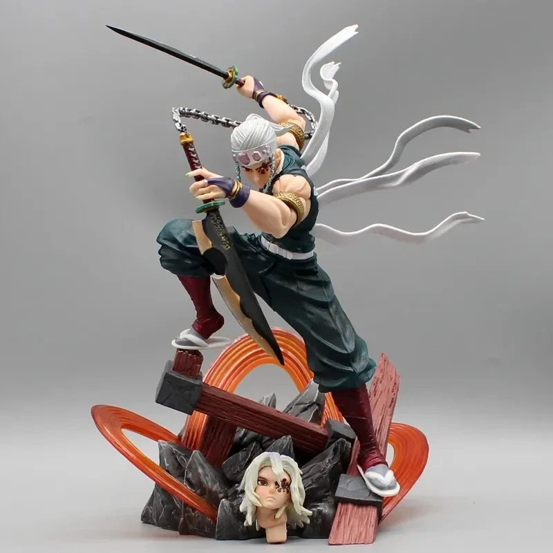 

Demon Slayer Anime Figures Uzui Tengen 2 Heads Action Figures Kimetsu No Yaiba Statue Collectible Model Kids Toys Gift