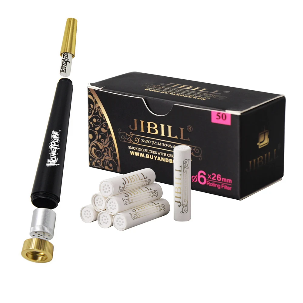 Metal Smoking Pipe with 6mm Activated Carbon Filter Charcoal Removable Dry Burning Tobacco Pipes Kit 50pcs per Box