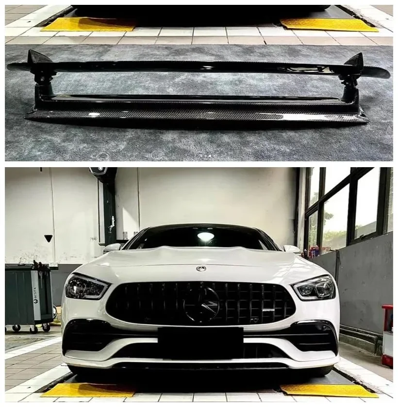 

For Mercedes Benz AMG GT GT50 GT53 GT63S 2015-2023 Real Carbon Fiber Car Rear Trunk Wing Spoiler Roof Top Cover Body Kit