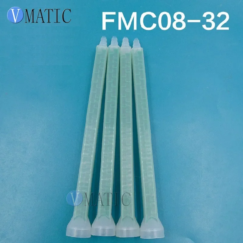 10pcs Plastic Resin Static Mixer FMC08-32 Mixing Tube Nozzles For Duo Pack Epoxies Square Shape Green Color