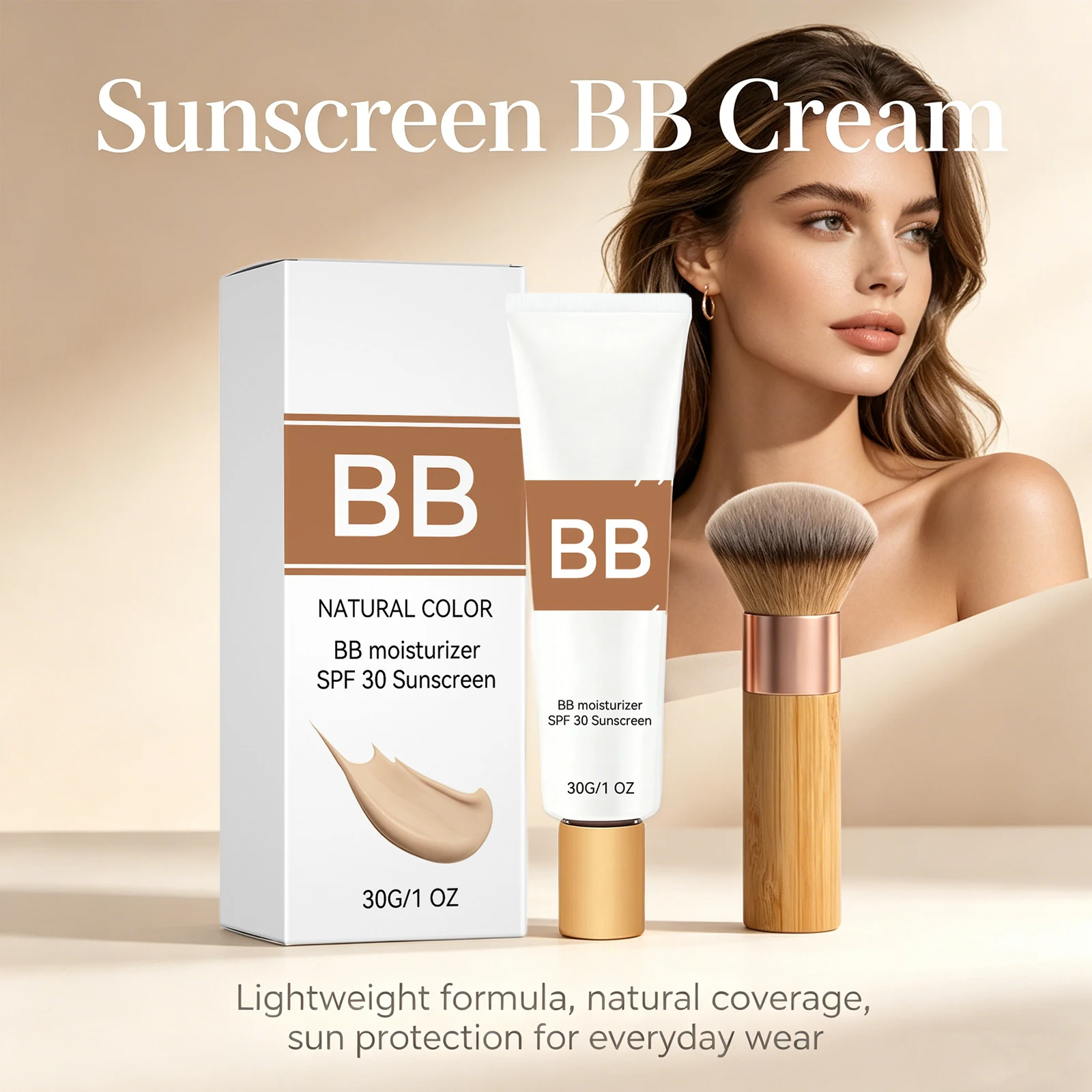 Tinted BB Cream Sunscreen SPF 30++ Full Coverage Invisible Pores Acne Brightening Nude Makeup Waterproof Facial Foundation Kit_voghion.com