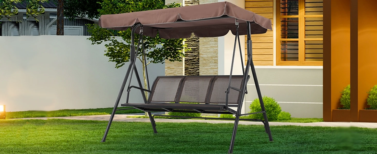 3-Seat Outdoor Patio Swing Chair