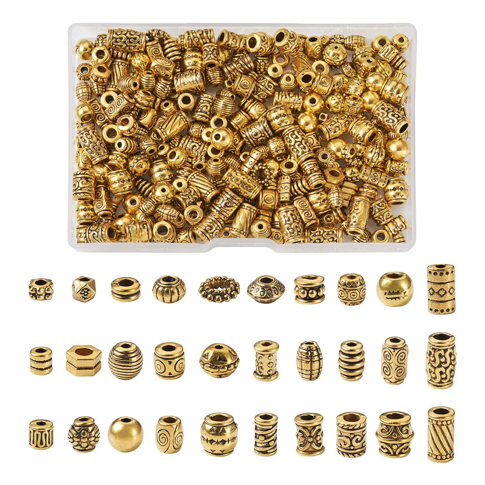 

1Box Tibetan Alloy Spacer Beads Metal Flower Cone Round Column Tube Spacer Beads for DIY Jewelry Making Gold Color Silver Color