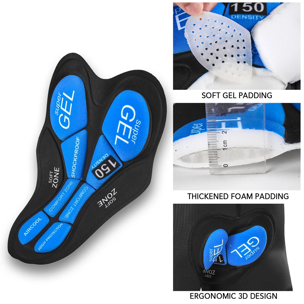 Cycling Shorts Gel Padded Cushion Padding Comfortable and Shock-Absorption for Men Women Bicycle Underwear Pants Cycling Underwear