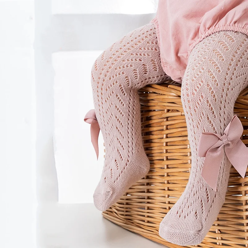 0-3Years Kids Baby Tights For Girls Lace Mesh Thin Toddler Tight Summer Fashion Bow Cotton Children's Girl Princess Pantyhose