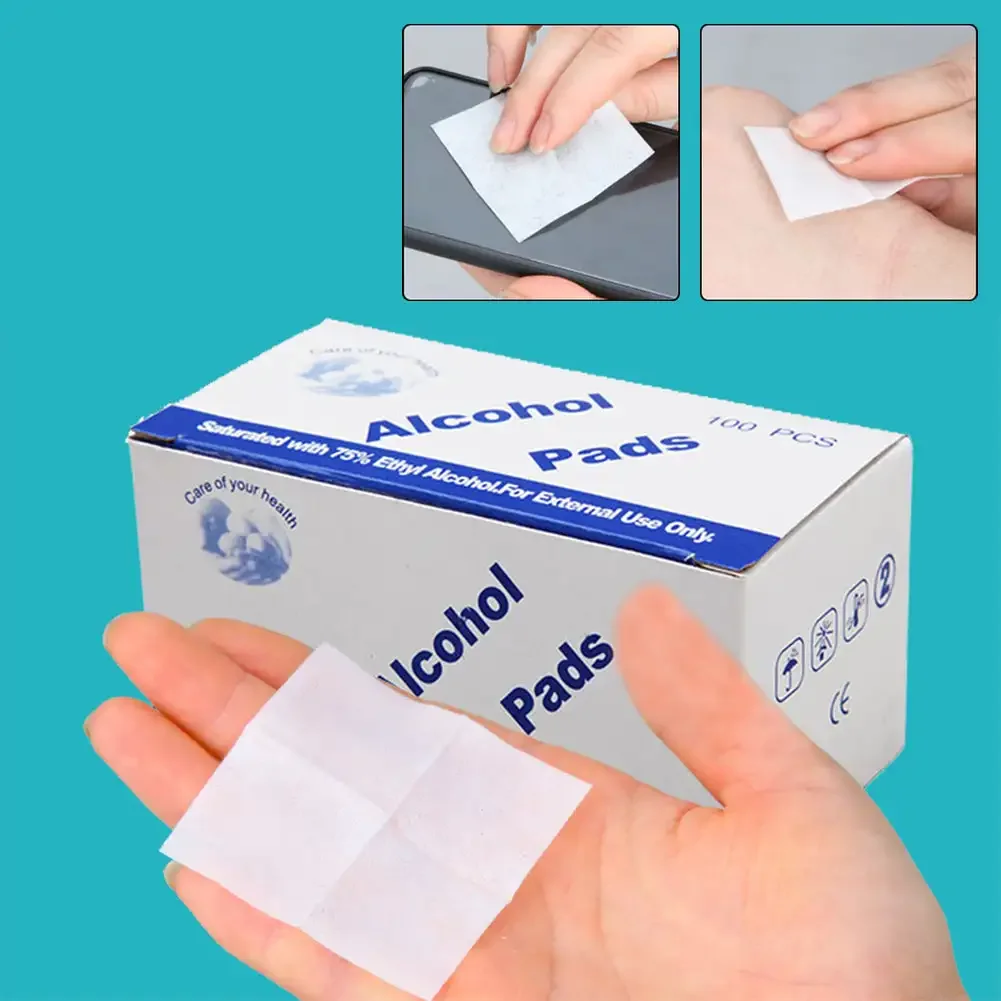 Disposable 75% Alcohol Cotton Pads 50/100 Pcs Cleaning Wet Wipes Microblading Tattoo Manicure Skin Disinfection Makeup Tool