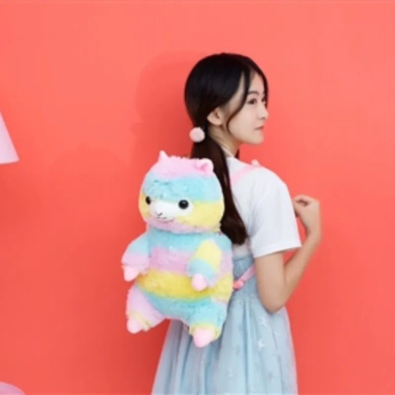 Cute Alpaca Plush Backpack - Soft Stuffed Animal Shoulder Bag