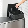 mDesign Metal Steel 16 Gallon/60-Liter, Dual Compartment Step Trash Can; Double Bin Trash Can/Recycler Combo for Kitchen 6