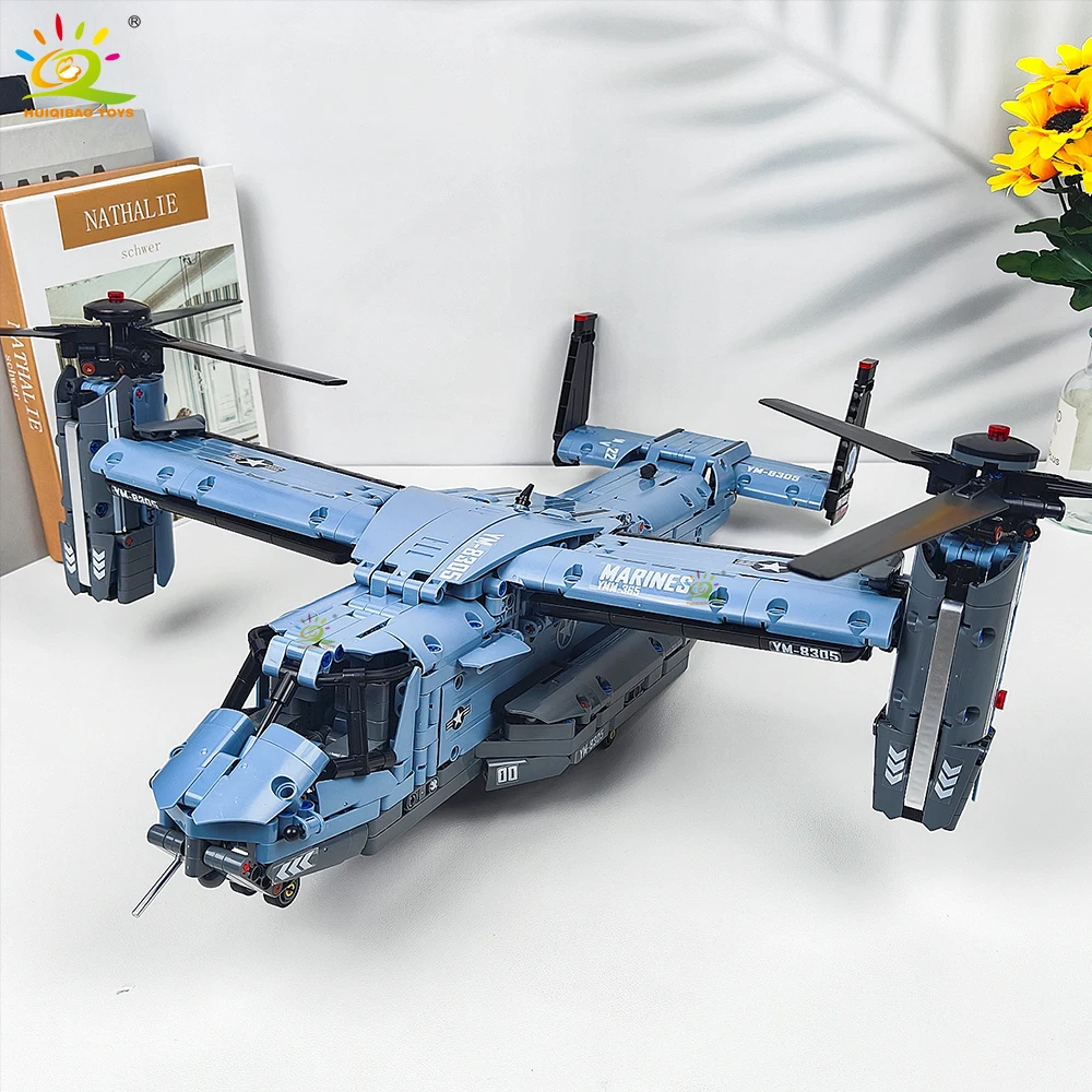 Building Block Toys 1389PCS V-22 Tiltrotor Aircraft Helicopter Children Military Airplane Model Home Decor