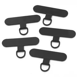 Universal Anti - lost Metal Phone Lanyard Set - 5 Durable Stainless Steel Card Patches with Hanging Cord Tabs (Black)