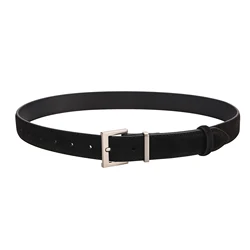 Elegant Suede Leather Women's Belt with Square Alloy Buckle - 100cm (Black)