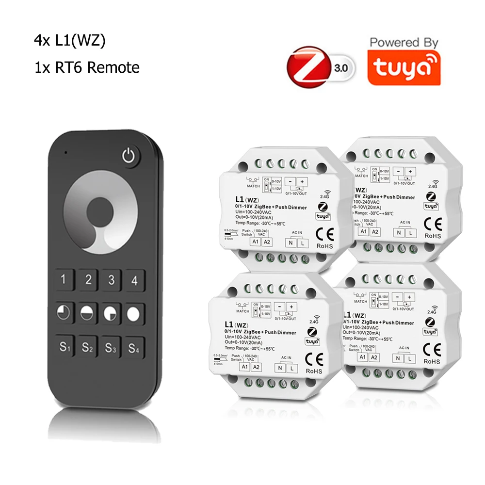 0-10V Tuya Zigbee Ac 100-240V Push Led Dimmer Switch Module 2.4G Rf Dimmer Telecomando Controllo Vocale Per Alexa Google Home