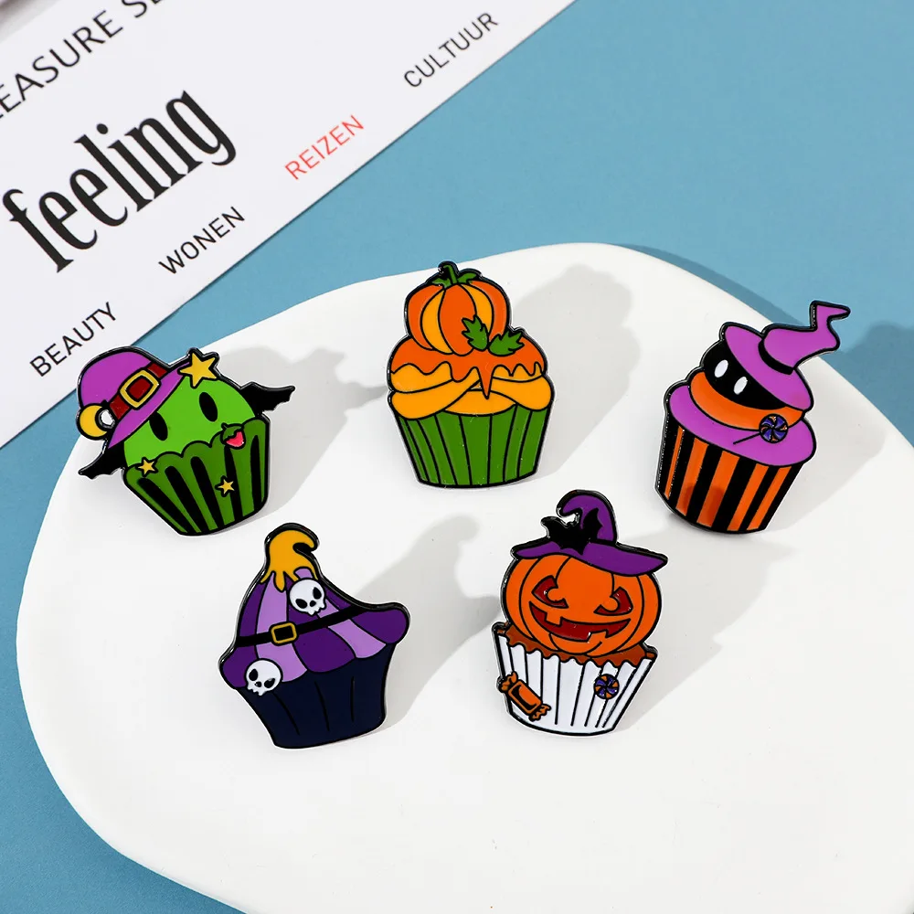

Halloween Creative Theme Cupcake Brooch Funny Pumpkin Halloween Skull Oil Drop Accessories Pumpkin DIY Accessories Badge Toy