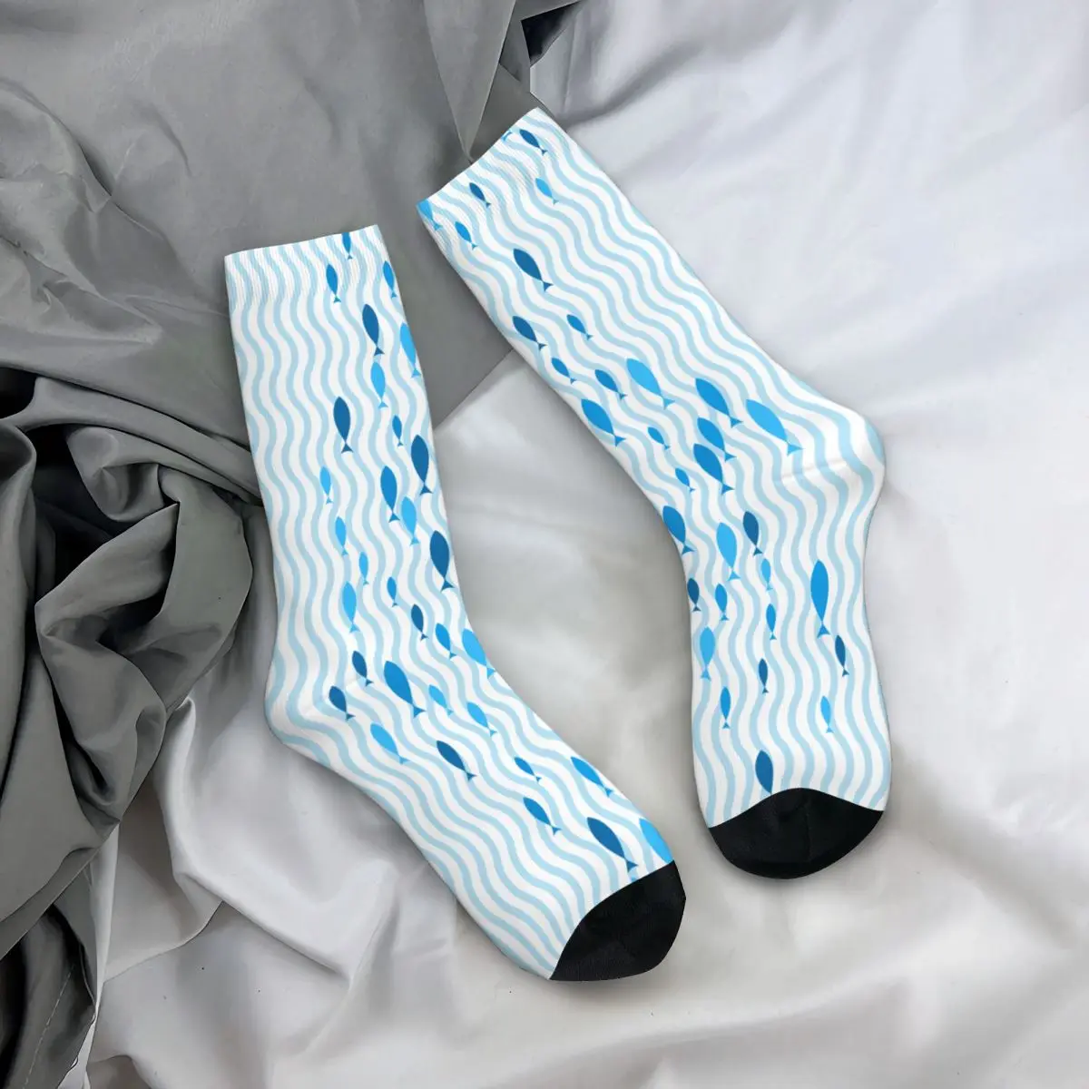 

Winter Warm Casual Women Men Swimming Fish Pattern Socks Breathable Soccer Socks