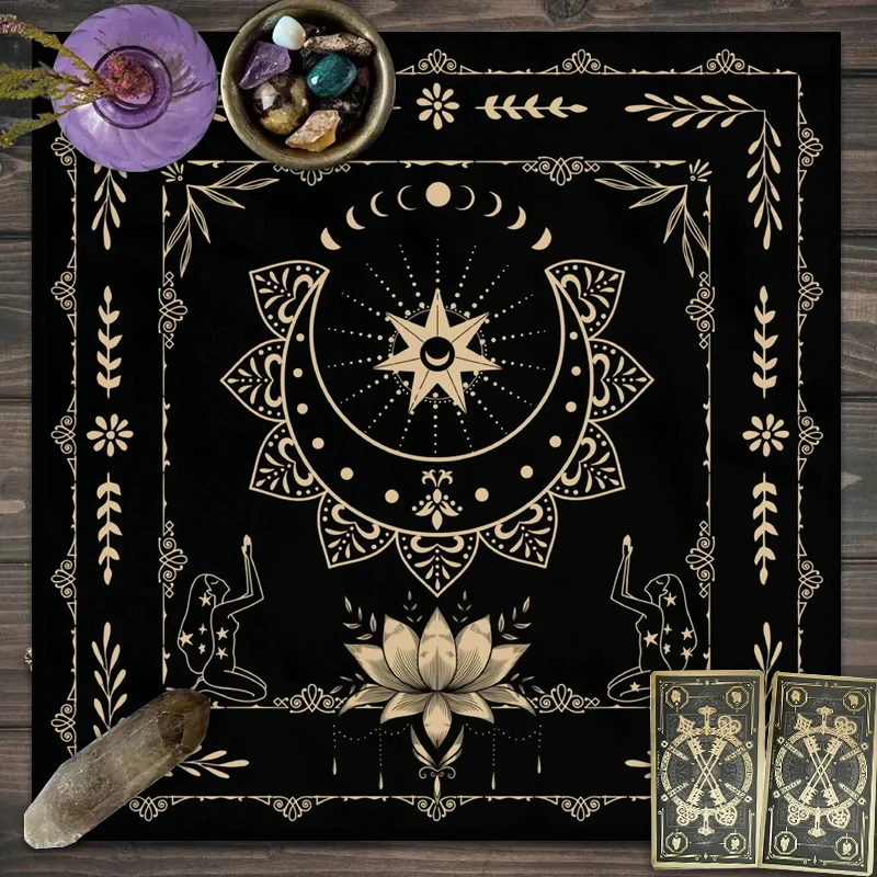 Moonlight Flower Tarot Cloth: Altar & Astrology Decorative Mat