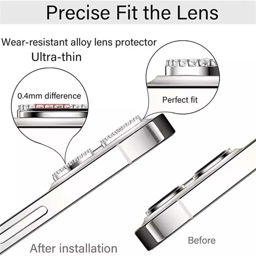 Bling Glitter Diamond Camera Lens Protector Case with Screen Protector Film
