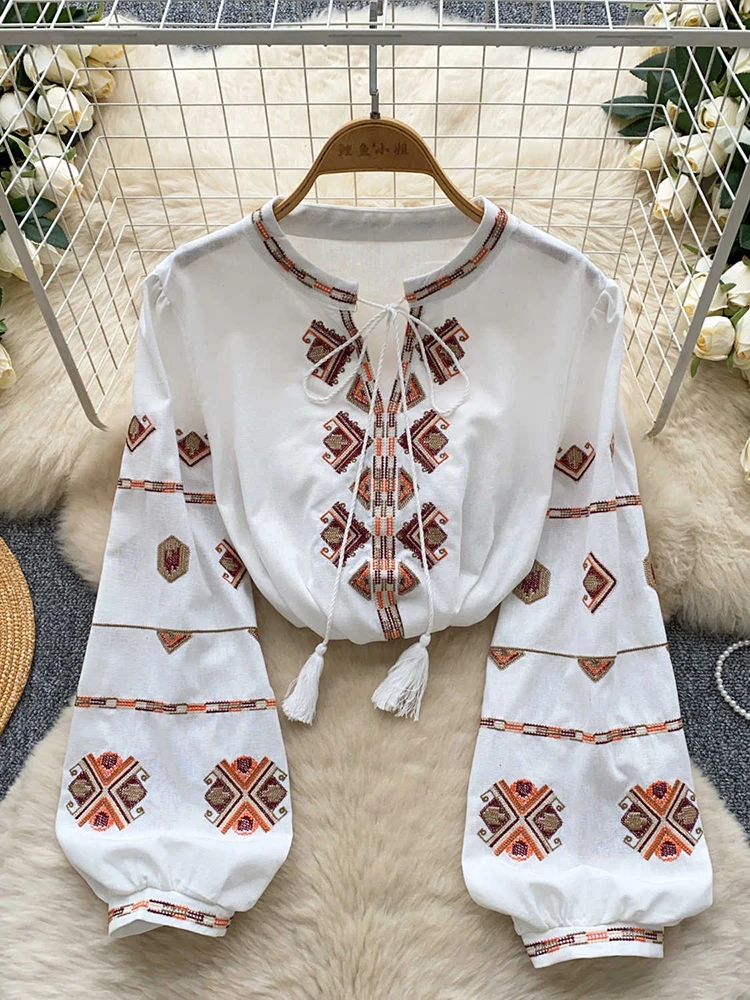 Women Vintage Raw-edge Solid Loose Cotton Blouse AS1045 main image 0