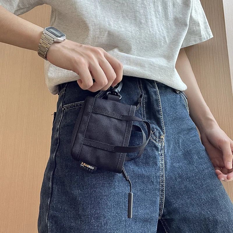 

Mini Tote Bag for Men Women Cordura Japanese Wallet YKK Zipper Durable ID Wallet Unisex Fashion Card Pack Military Bag Material