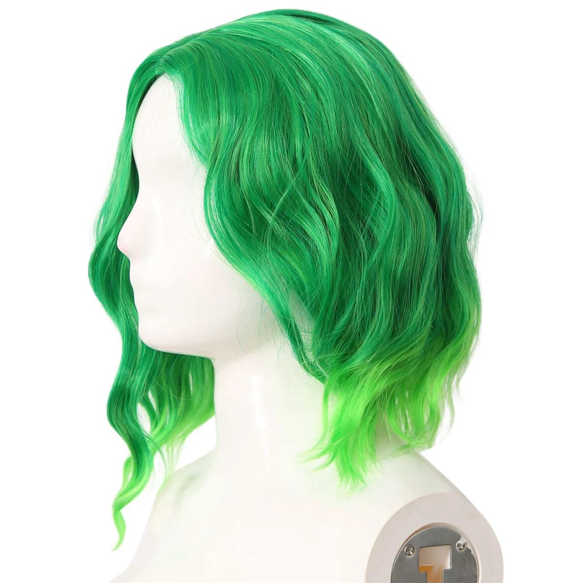 Green Gradient Fluorescent Middle Parted Curly Wig Women'S Wig Short Curly Hair for Performance Masquerade