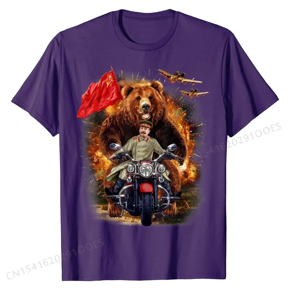 T-Shirt, Grizzly  and Soviet Stalin in Epic Battle T Shirts for Men Summer Tops Shirt Prevalent Printed Cotton