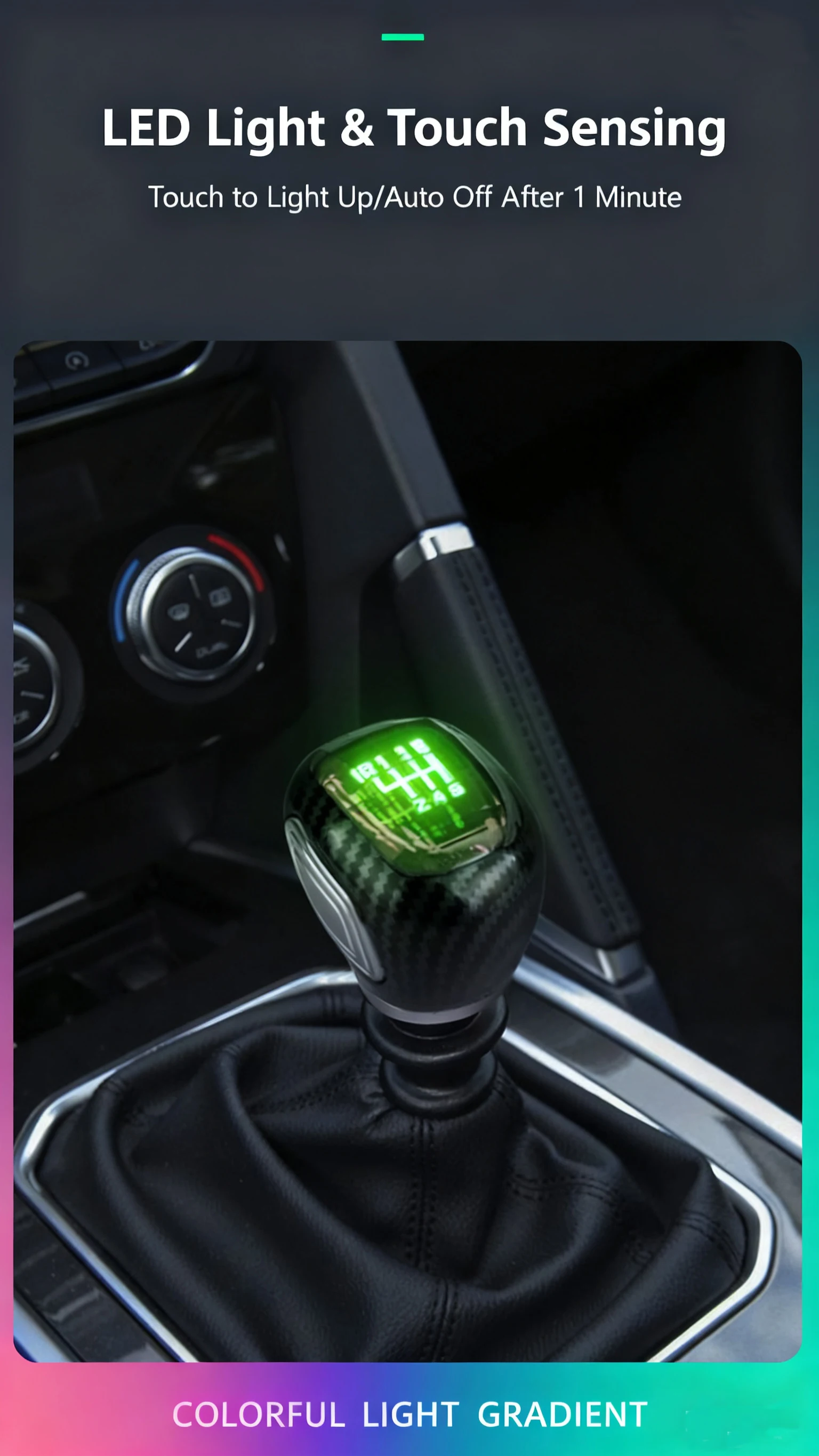 LED Crystal Shift Knob For Manual Transmission, With Reverse Gear Uplift, R135-