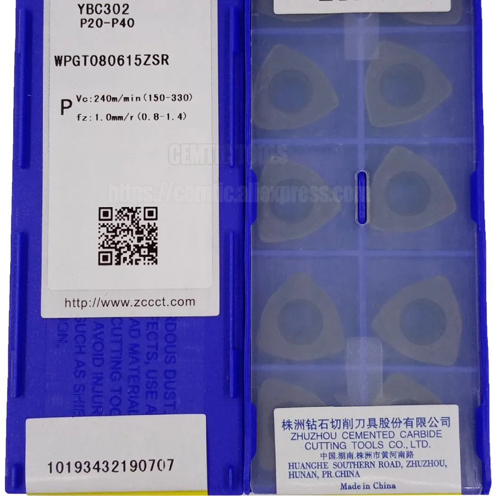 

ZCC TungsTen Milling Cutter Insert YBC302 WPGT080615ZSR