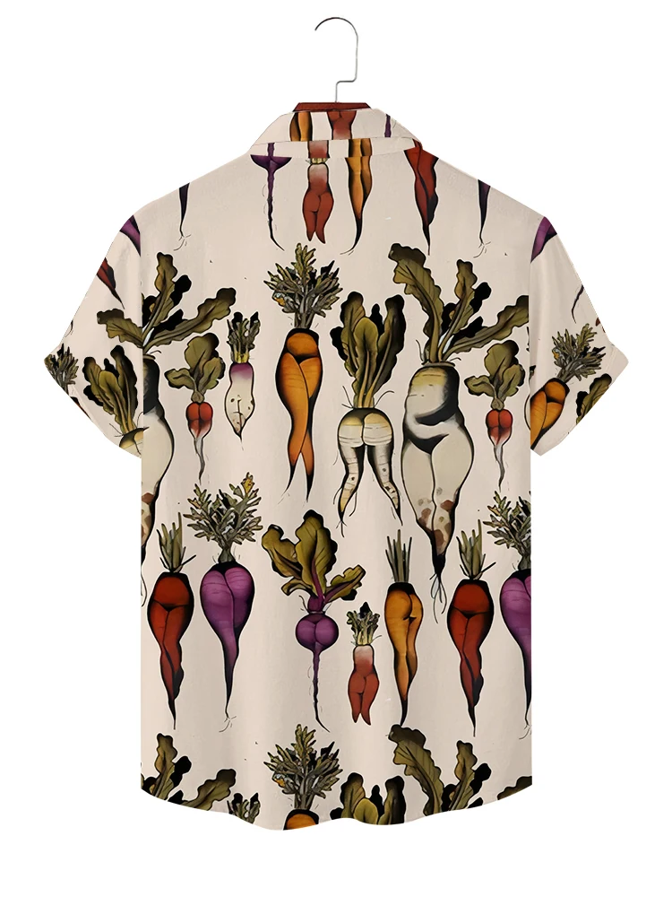 Description Picture 5 of itemSummer Radish 3D Printing Shirt Men's and Women's Fashion Shirt Single breasted Short sleeved Hawaiian Shirt Men'sClothing