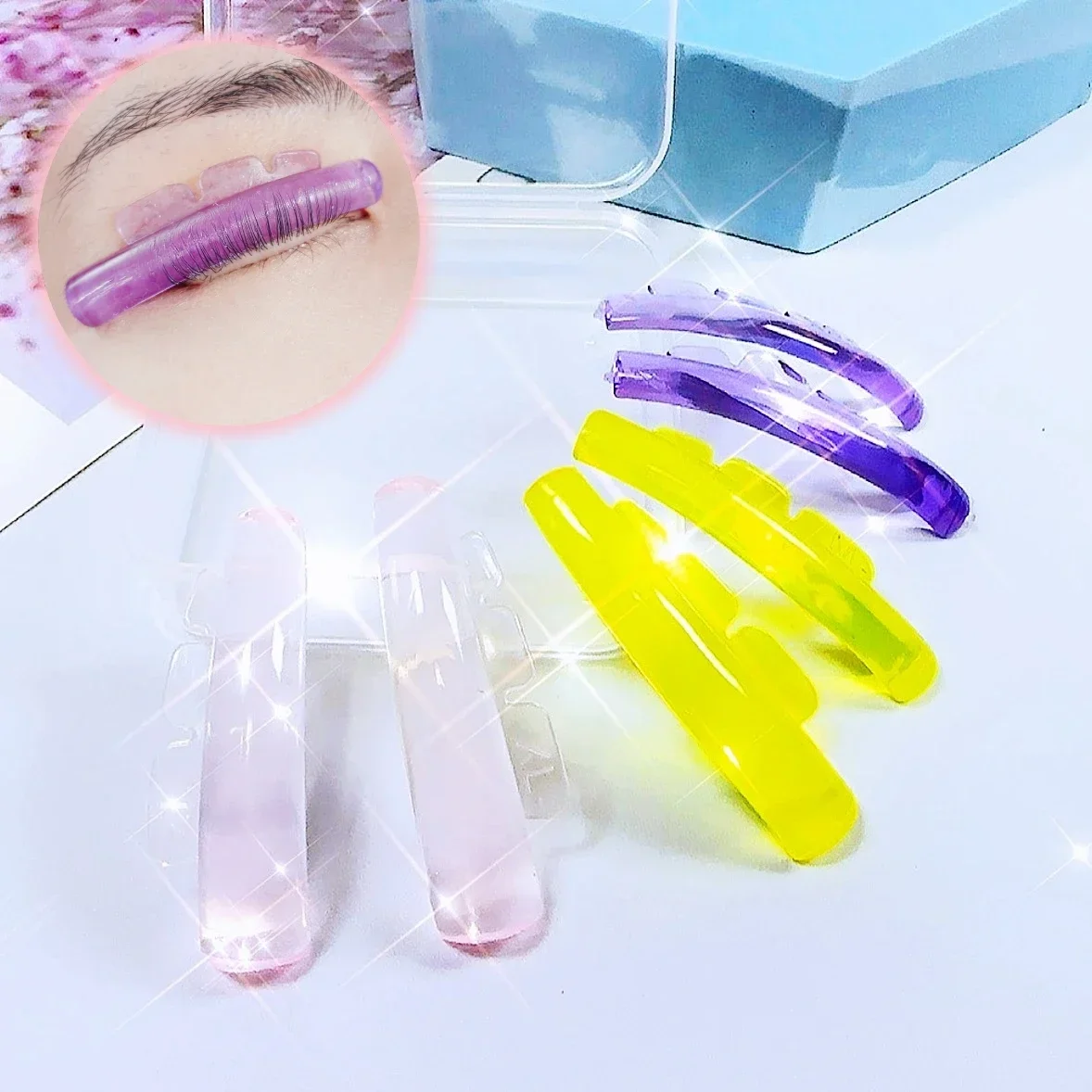 속눈썹 리프트 패드 5쌍 세트, 실리콘 속눈썹 펌 컬러, 속눈썹 리프팅 쉴드, 재사용 가능한 전문가용 셀프 접착식 아이패치