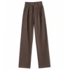 Seoulish Autumn Winter Thicken Woolen Casual Loose Full Length Pants 2023 New Button High Waist Chic Wide Leg Trousers Female 6