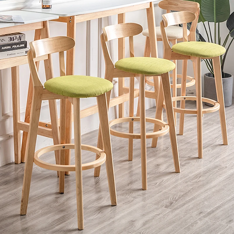 

Wooden High Stool Bar Chairs Nordic Vintage Modern Reception Bar Chairs Restaurant Minimalist Design Bar Furniture Cadeira LLBC