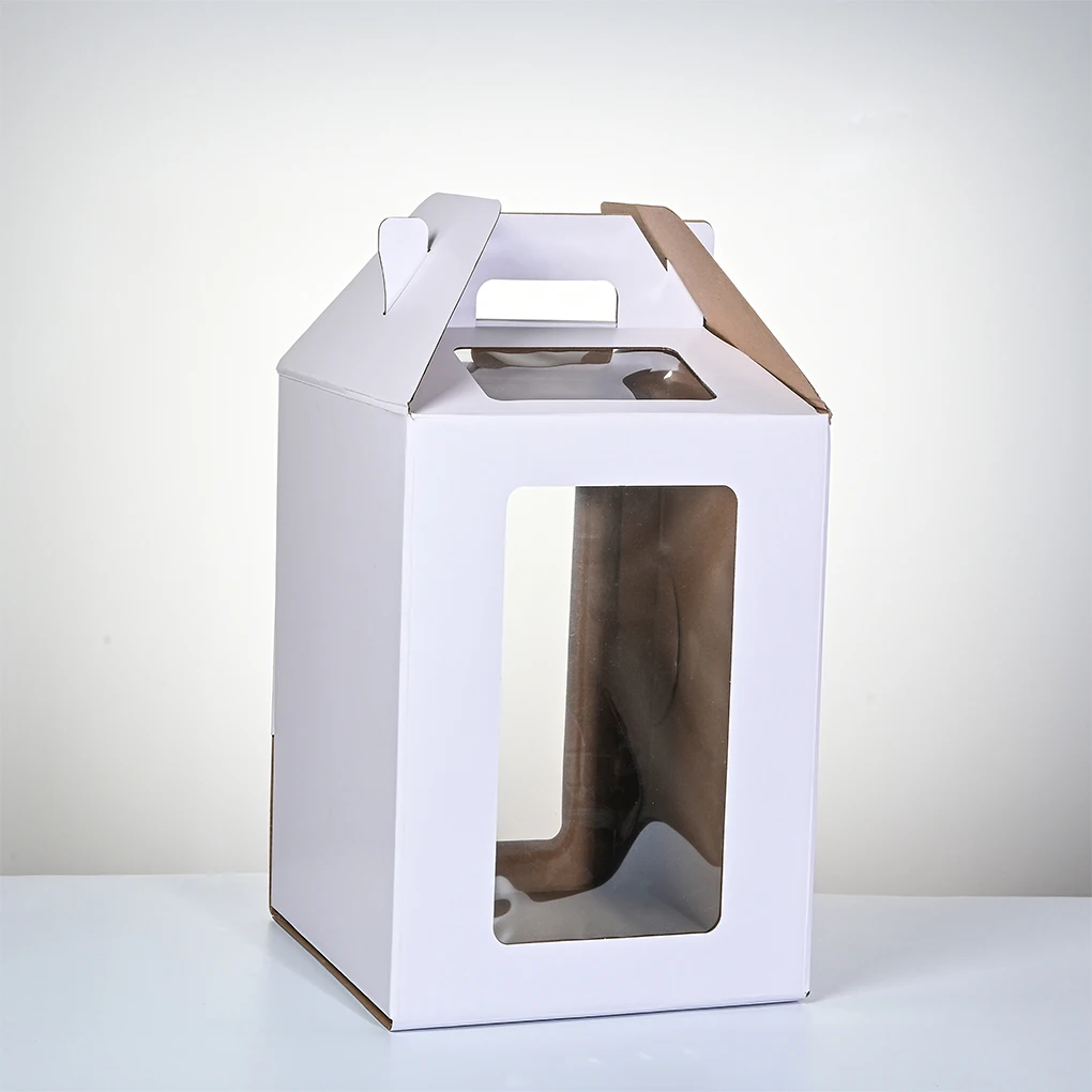 

3x White Cardboard Box Cake Window Portable Portable Gift Box Box Cartons Box Cupcake Cake Box 3Pcs+12*12*14in