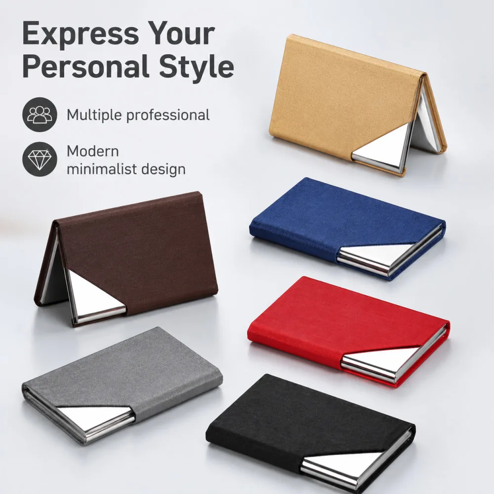 Luxury PU Leather Card Holder Wallet with Metal Accent