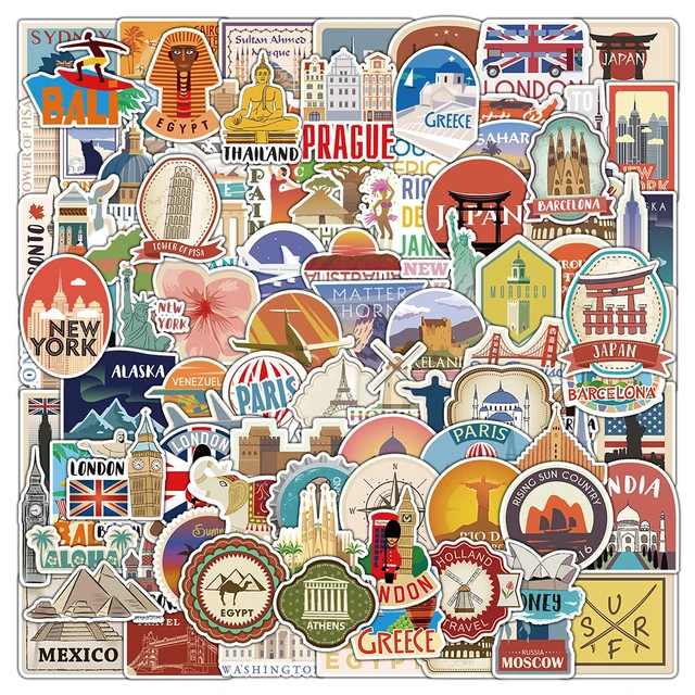 10/30/50/100PCS World Famous Building Stickers Aesthetic Travel Landmark Decal Graffiti DIY Phone Suitcase Luggage Wall Sticker 1