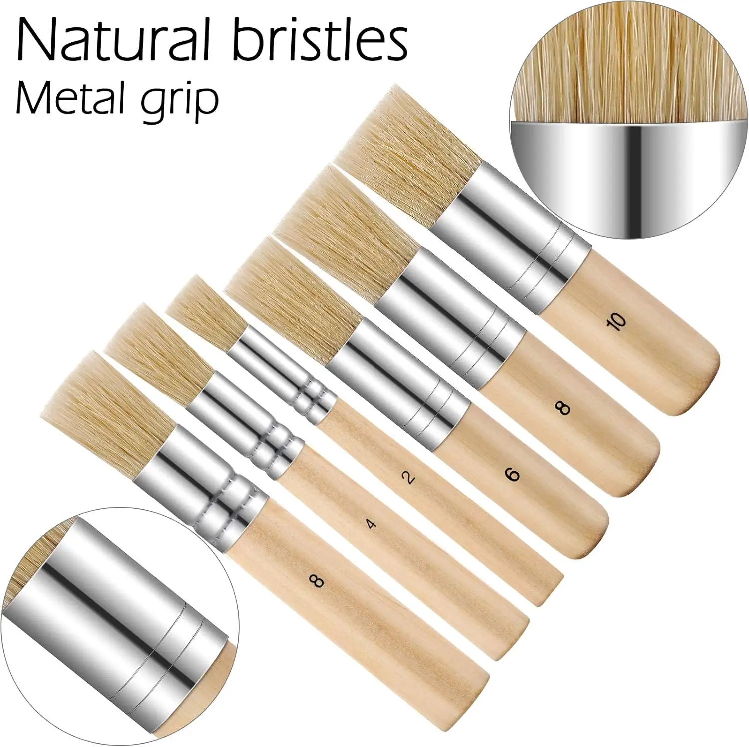 3pcs Wooden Stencil Brushes Natural Stencil Brushes Painting Bristle for Acrylic Oil Watercolor Project Card DIY Crafts