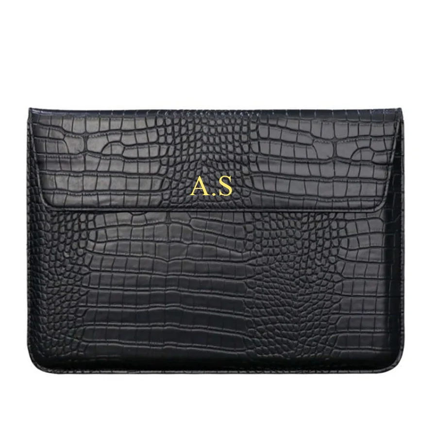 Unisex Custom Letter Envelope Leather Laptop Sleeve for MacBook Air 13 Retina 13.3 14 15 Free Personalization Macbook Case Pouch