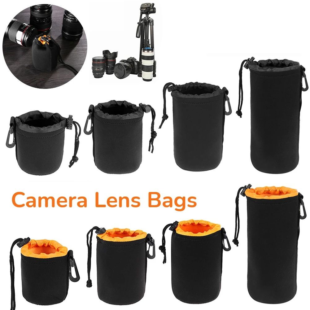 CameraLensPouchBagNeopreneWaterproofVideoLensSoftDrawstring