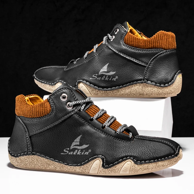 Men\'s Casual Shoes Comfortable Soft Leather Ankle Boots High Top Walking Botas s-l400.jpg main image 4