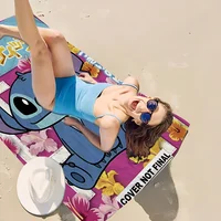 Cute L-Lilo S-Stitch Anime Beach Swimming Towel Soft Absorbent Washcloth Children's Gifts for Kids Travel Camping Gym 2