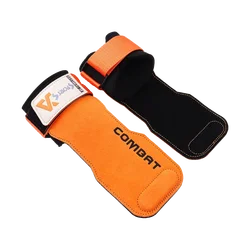 Professional Cowhide Gym Gloves with Anti-Skid Lifting Pads for Enhanced Workout Palm Protection (Orange)