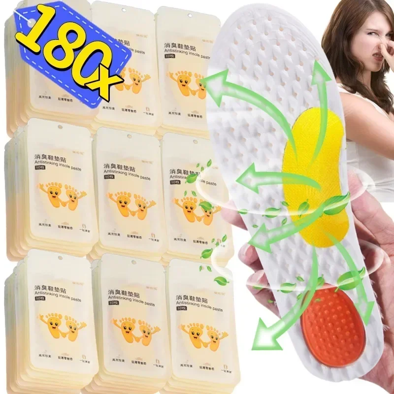 12/180Pcs Lemon Shoes Deodorant Sticker Fresh Smell Sneaker Aroma Insole Sterilization Sticker Peach Aromatic Antibacterial