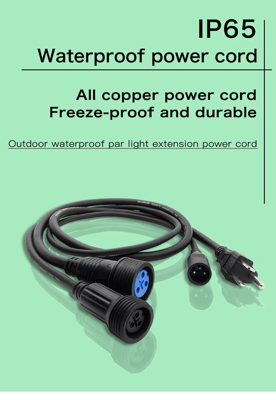 IP65 Wasserdicht 1m 3Pin DMX Signal Kabel Und Power Schalt Adapter Kabel DMX Power Conversion Kabel Für Im Freien bühne licht – Detail 1