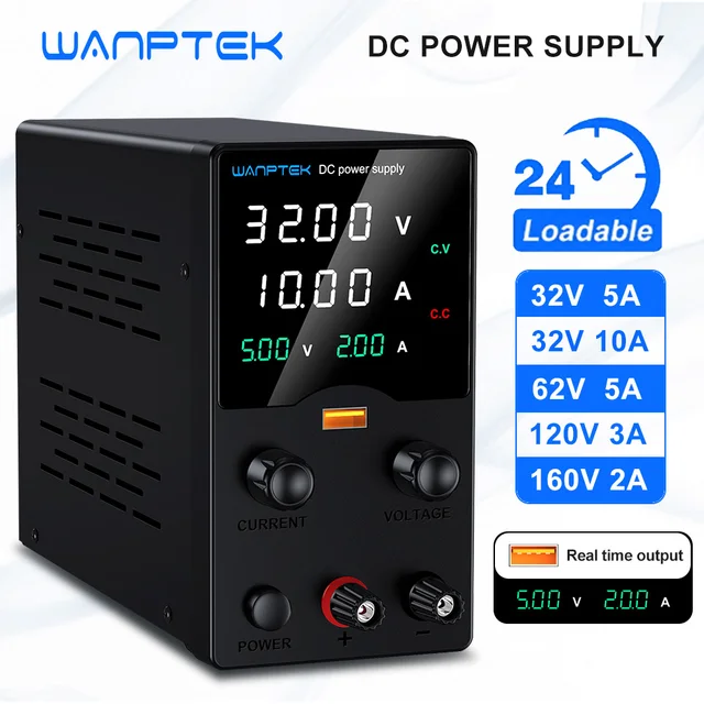 Wanptek DC Lab แหล่งจ่ายไฟ 32V 62V 120V 160V Switching Power Supply 5V 2A USB ชาร์จจอแสดงผลตัวควบคุม 1