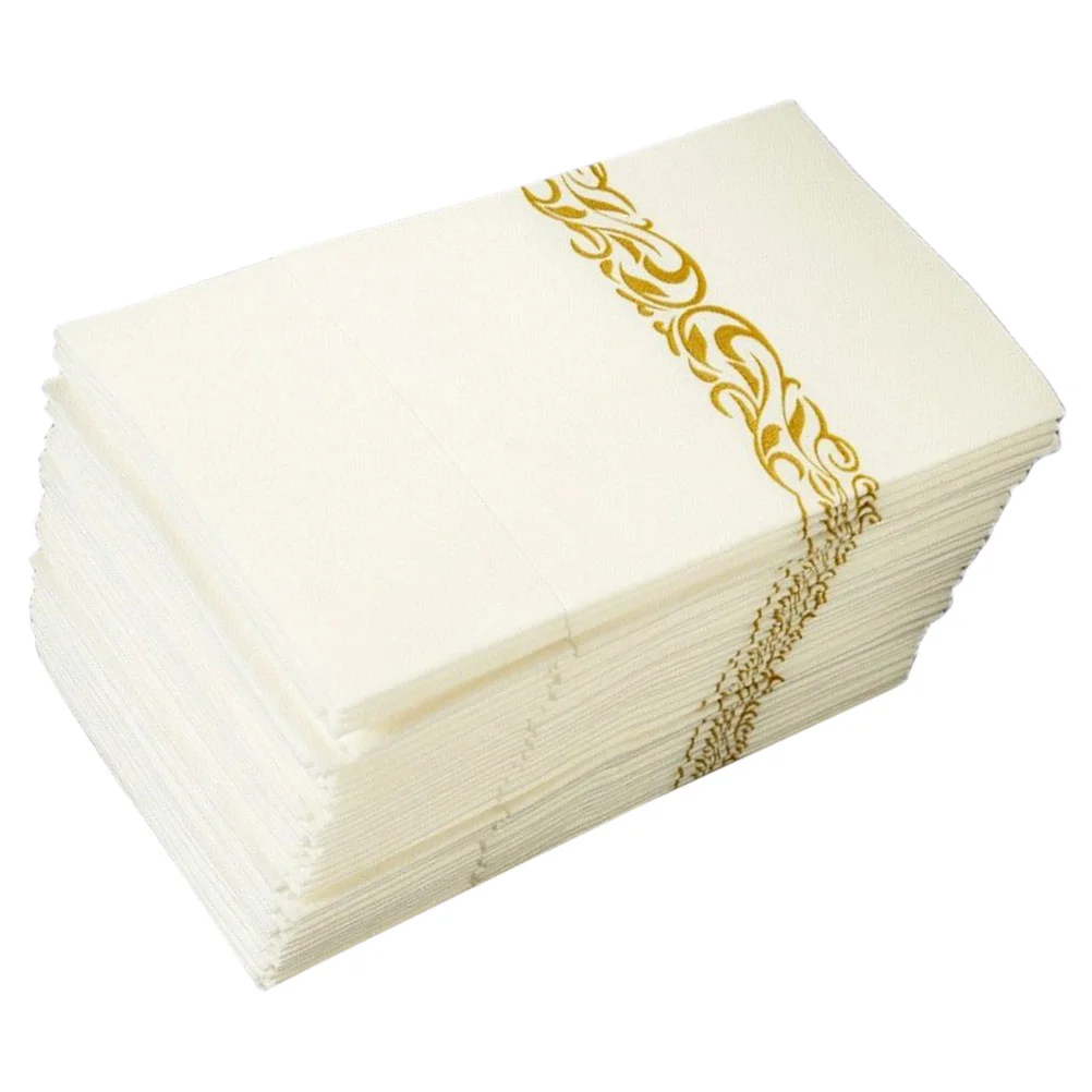Golden Cutlery Bag Napkins 50pcs 30x40cm Elegant Disposable Fork Spoon Paper Towels for Hotel Restaurant Banquet Picnic Table
