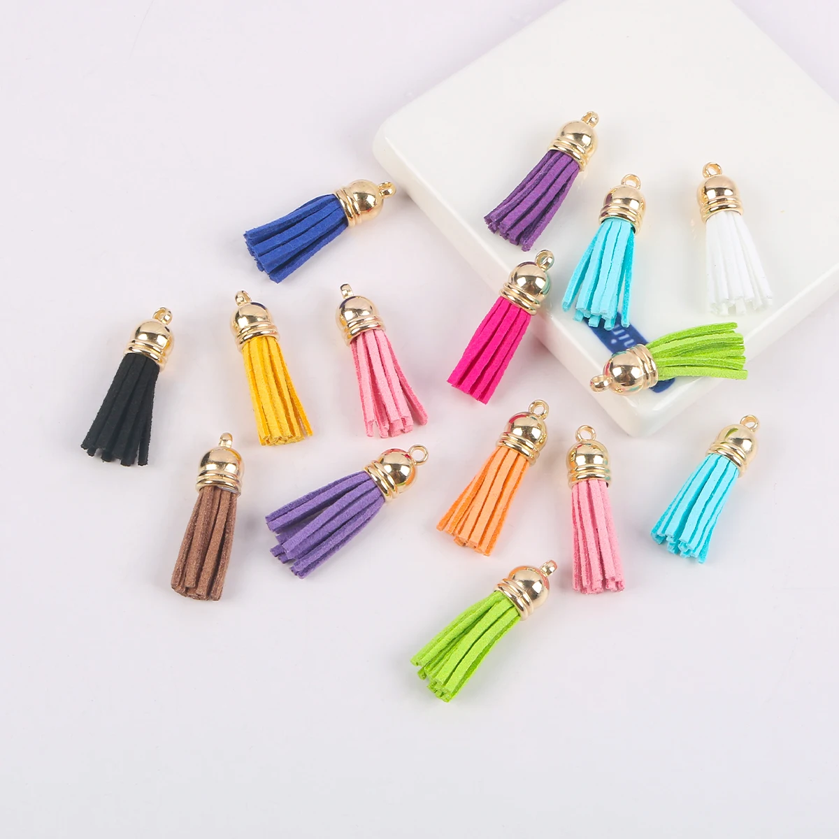 Mini Suede Fringe Tassels for Keychains Sewing Clothes Accessories 20pcs 36MM
