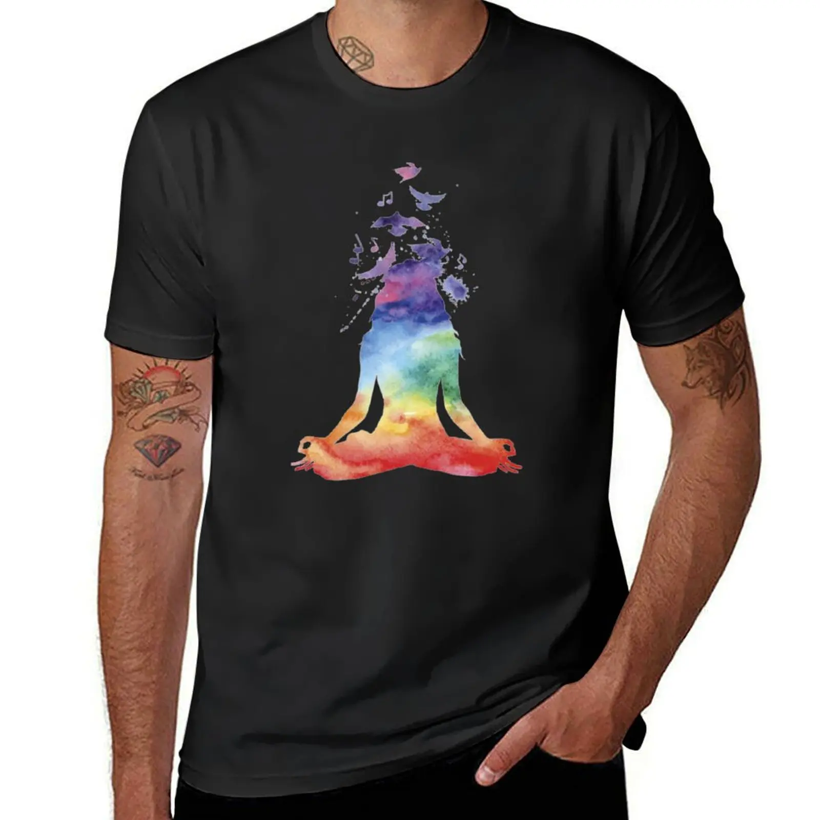 

yoga and music T-shirt graphics blanks vintage clothes Men's clothing