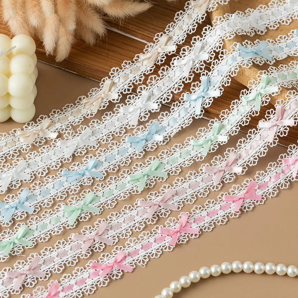 Bow Pleated Lace Trim Handmade Crafts for Baby Clothes Skirt Hem Clothing Sewing Curtains Home Decoration